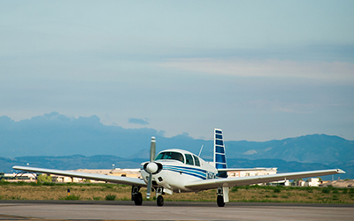 Cirrus aircraft getting ready to take-off